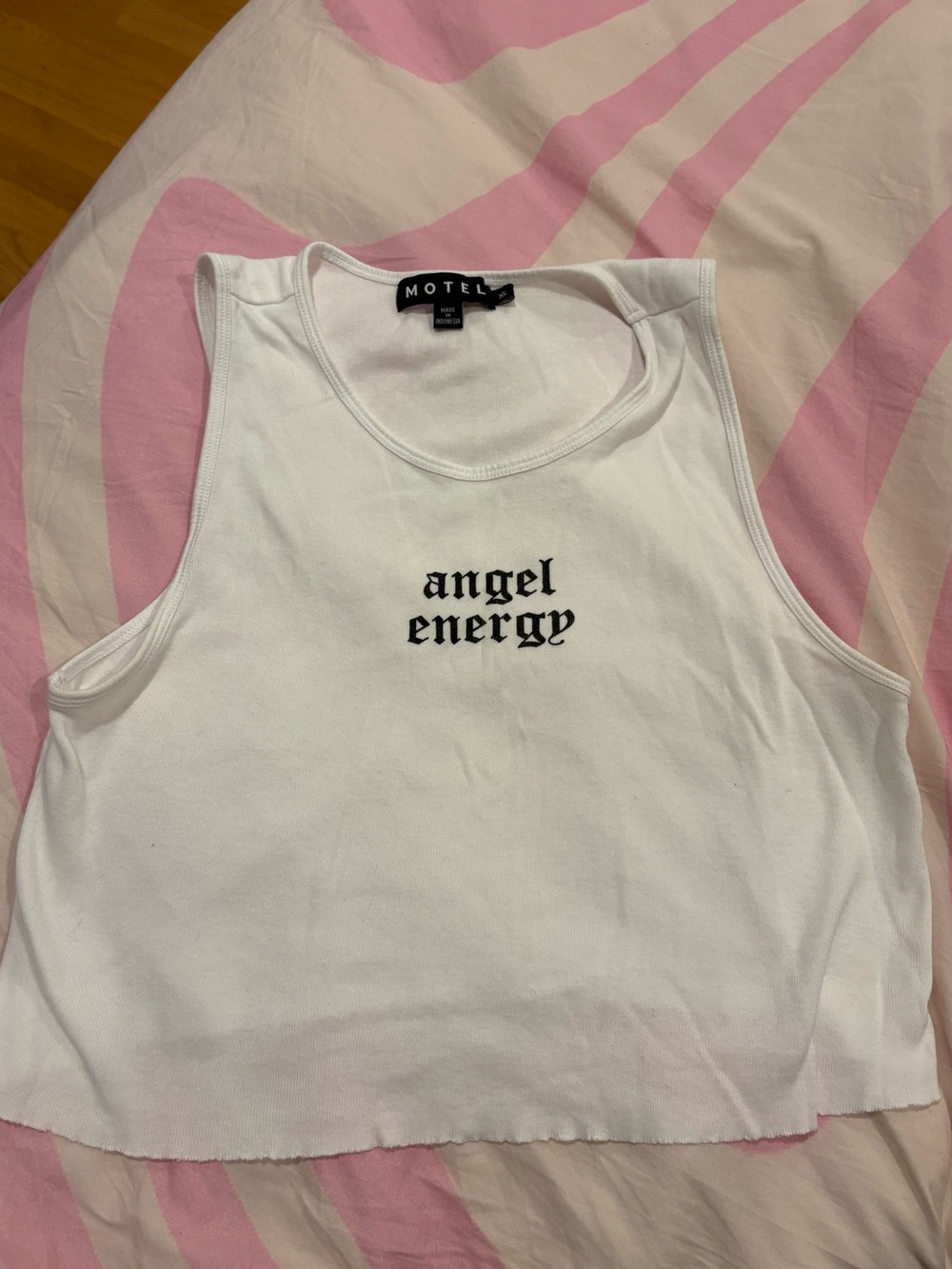 Motel Rocks White "Angel Energy" Cropped Tank